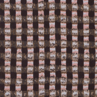 Brown/Olive/Pink Abstract Gingham Polyester Chiffon