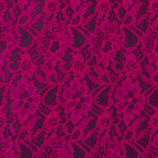 Fuchsia Floral Re-embroidered Lace