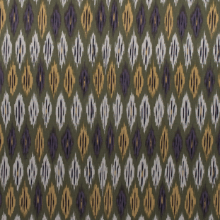 Tocca Olive Ikat Printed Stretch Cotton Woven
