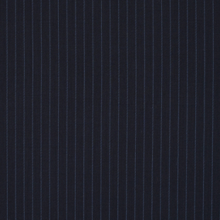 Black and Blue Pinstriped Stretch Wool Suiting