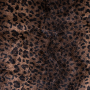 Brown and Black Leopard Printed Faux Fur Backed by Faux Leather