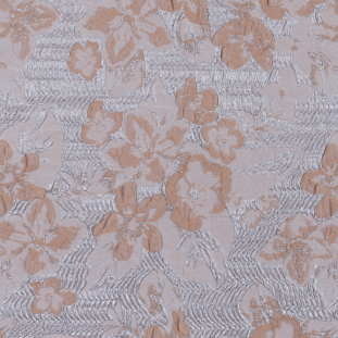 Metallic Silver and Beige Floral Brocade