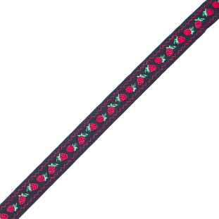 Strawberry Embroidered Ribbon - 0.625