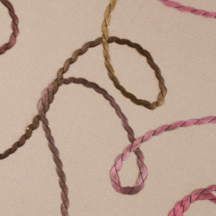 Beige Knit Wool Coating with Multi-Color Rope Design