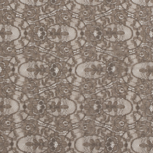Dark Taupe Floral Stretch Knit Lace