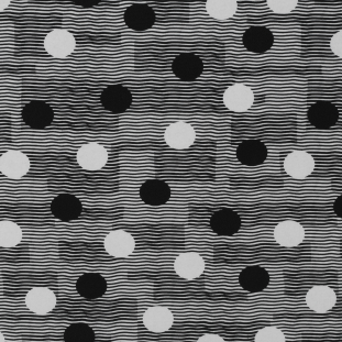 Black and White Circles Printed on a Crepe de Chine