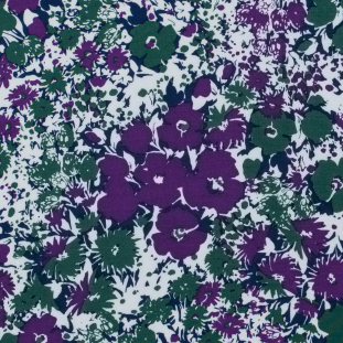 Green and Purple Floral Rayon Challis