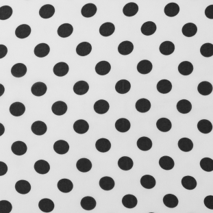 White and Black Polka Dotted Polyester Chiffon