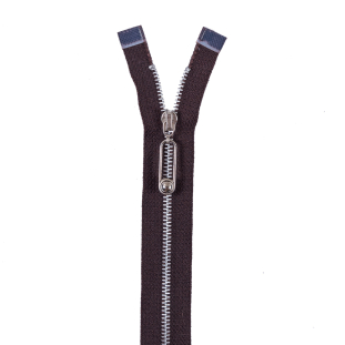 Brown Metal Separating Zipper with Silver Teeth and Pull -16