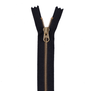 Black Metal Zipper with Gold Pull and Teeth - 6