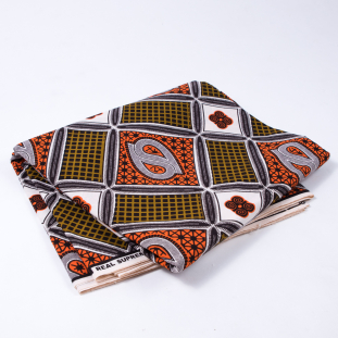 Orange and Brown Waxed Cotton African Print