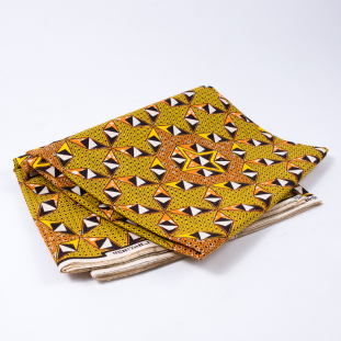 Yellow and Orange Geometric Waxed Cotton African Print