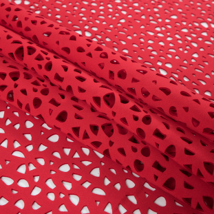 Fiery Red Laser-Cut Scuba Knit Neoprene