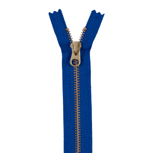 Royal Blue Metal Zipper with Gold Pull and Teeth - 8