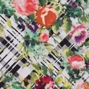 Oscar de la Renta Multi-Color Floral Printed Silk Faille