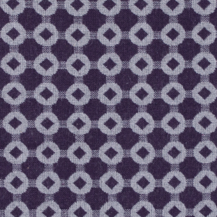 Italian Purple and Gray Geometric Double Faced Wool Blend