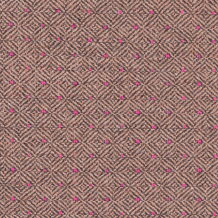 Italian Brown and Pink Herringbone Blended Wool Twill