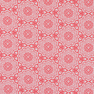 Red and Ivory Geometric Floral Printed Cotton Woven
