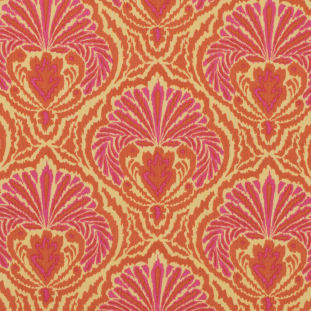 Orange and Yellow Ikat Seashell Printed Cotton Woven