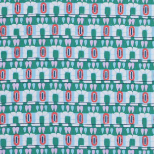 Green and Pink Geometric Printed Cotton Woven