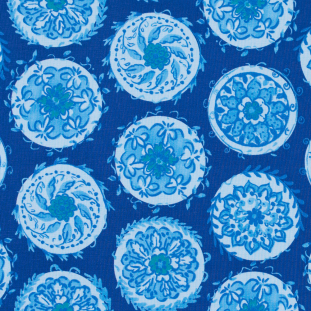Blue Medallion Printed Cotton Woven