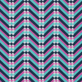 Green and Pink Chevron Printed Cotton Woven