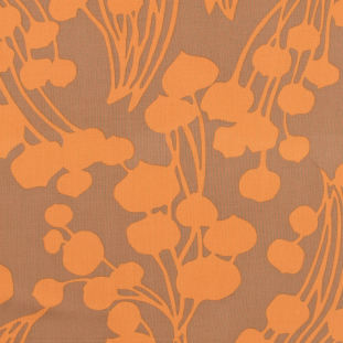 Orange and Beige Floral Printed Cotton Woven