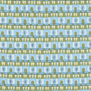 Green and Blue Geometric Printed Cotton Woven