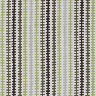 Green Geometric Stripes Printed on a Cotton Woven