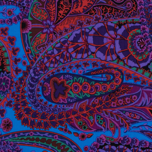 Purple and Blue Paisley Jungle Printed Cotton Woven