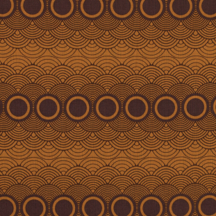 Brown Circle Geometric Printed Cotton Woven