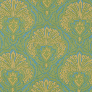 Green and Blue Ikat Seashell Printed Cotton Woven