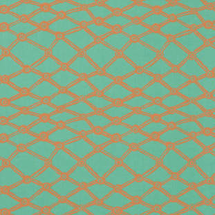 Green and Orange Geometric Printed Cotton Woven