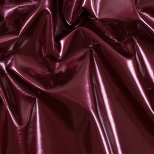Persian Red Wrinkled Faux Patent Leather with a Black Fabric Backing