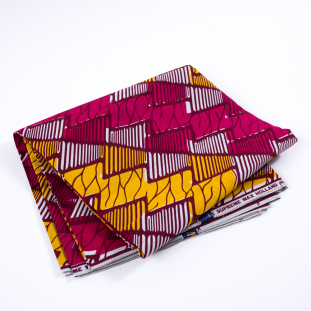 Golden Rod and Fuchsia Abstract Waxed Cotton African Print