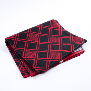 Black and Red Geometric Waxed Cotton African Print with additional Inlaid Print