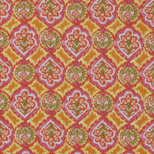 Orange and Pink Ikat Printed Cotton Woven