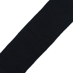Black Cashmere and Wool 2x1 Rib Knit Trim - 8" x 23.5"