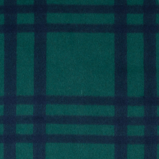 Cadmium Green and Patriot Blue Large-Scale Plaid Brushed Wool Coating