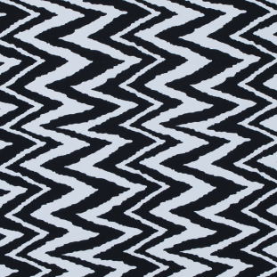 Black and White Zig Zag Printed Polyester Spandex