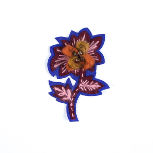 Iron-on Floral Felt Embroidered Applique - 6 x 4