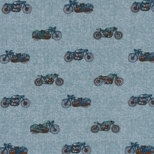 Drizzle, Subtle Green and Monk's Robe Motorcycle Printed Cotton Blend