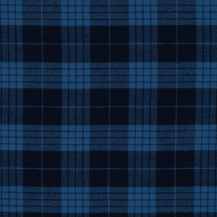 Coronet Blue and Dark Navy Tartan Plaid Cotton Flannel