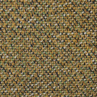 Ochre and Piquant Green Woven Wool Coating