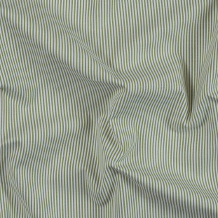 Fern and White Candy Striped Stretch Cotton Woven
