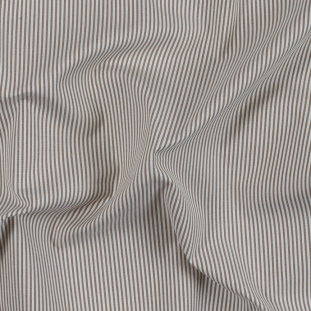 Brownie and White Candy Striped Stretch Cotton Woven