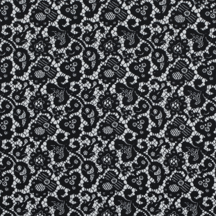 Black and White Floral and Paisley Lace Printed Cotton Shirting