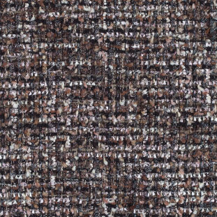 Luminous Brown Wool Tweed with Metallic Inserts