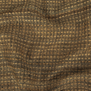 Beige and Black Checked Raw Silk Tweed