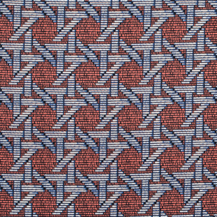 Firecracker Orange Geometric Printed Stretch Cotton Sateen